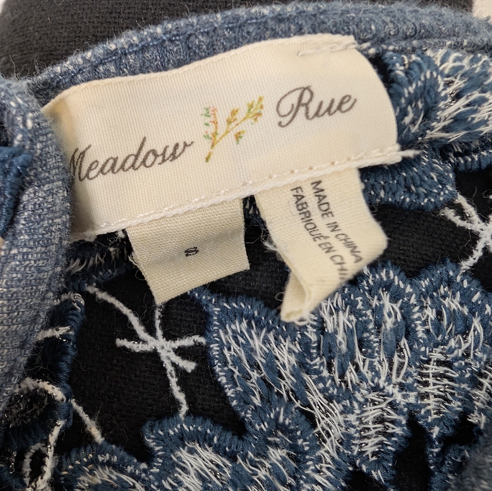 💘 ANTHRO Meadow Rue Bria Teal Lace-Back Sweatshirt - Picture 6 of 8